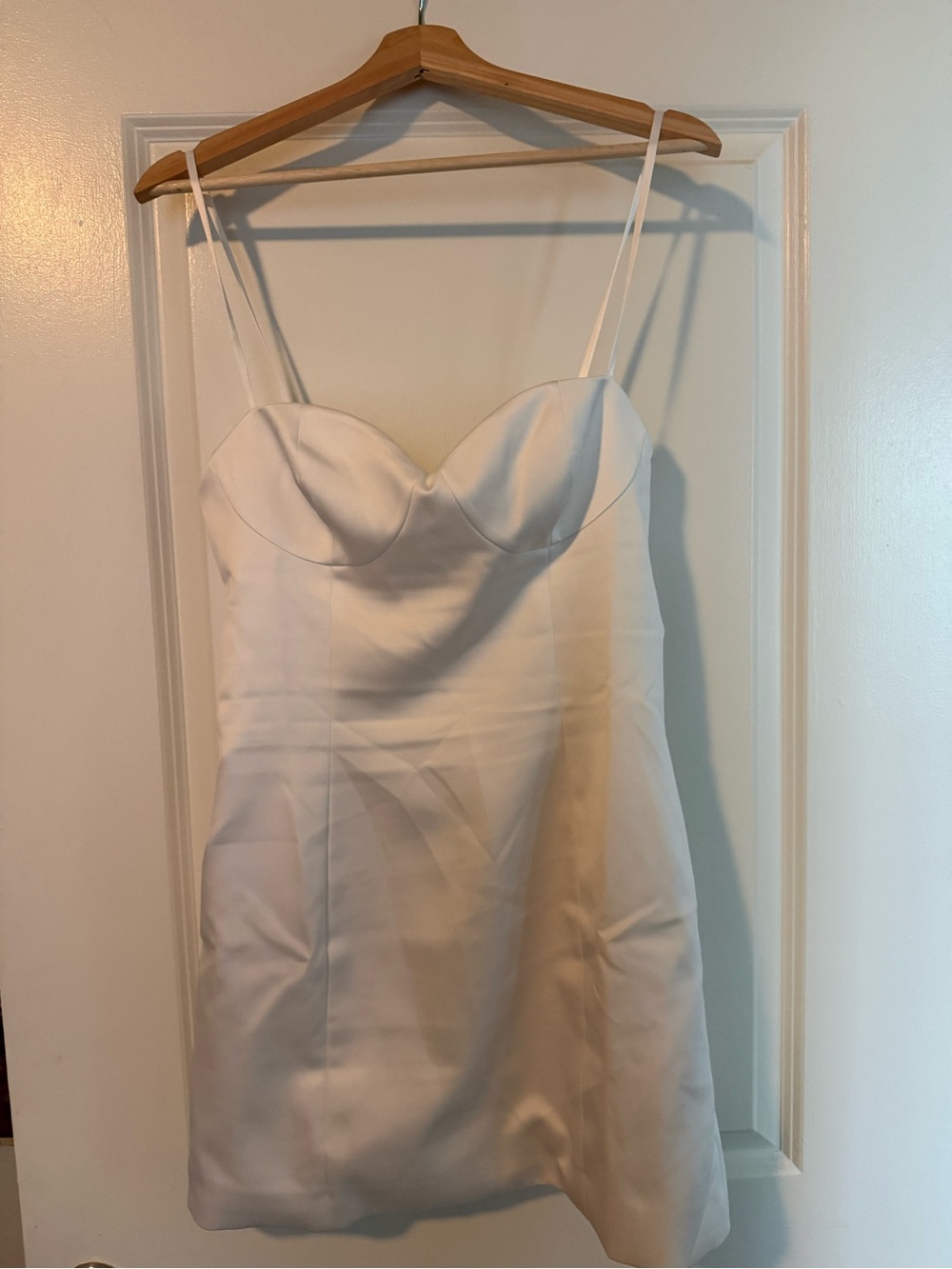 Reformation Guilia White Satin Spaghetti-Strap Mini Dress